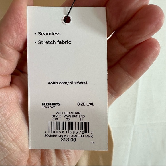 Nine West Womens Basic Essential Seamless Stretch Tank Top Tan L/XL - Picture 5 of 6